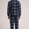 Pigiama Lungo Teddy Tartan Blu