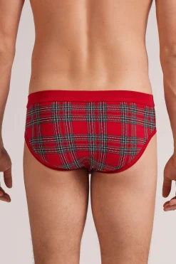 Slip Cotone Superior Stampa Tartan Natale