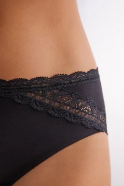 Slip Vita Semi-alta in Cotone e Pizzo
