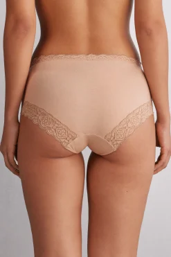 Slip Vita Semi-alta in Cotone e Pizzo
