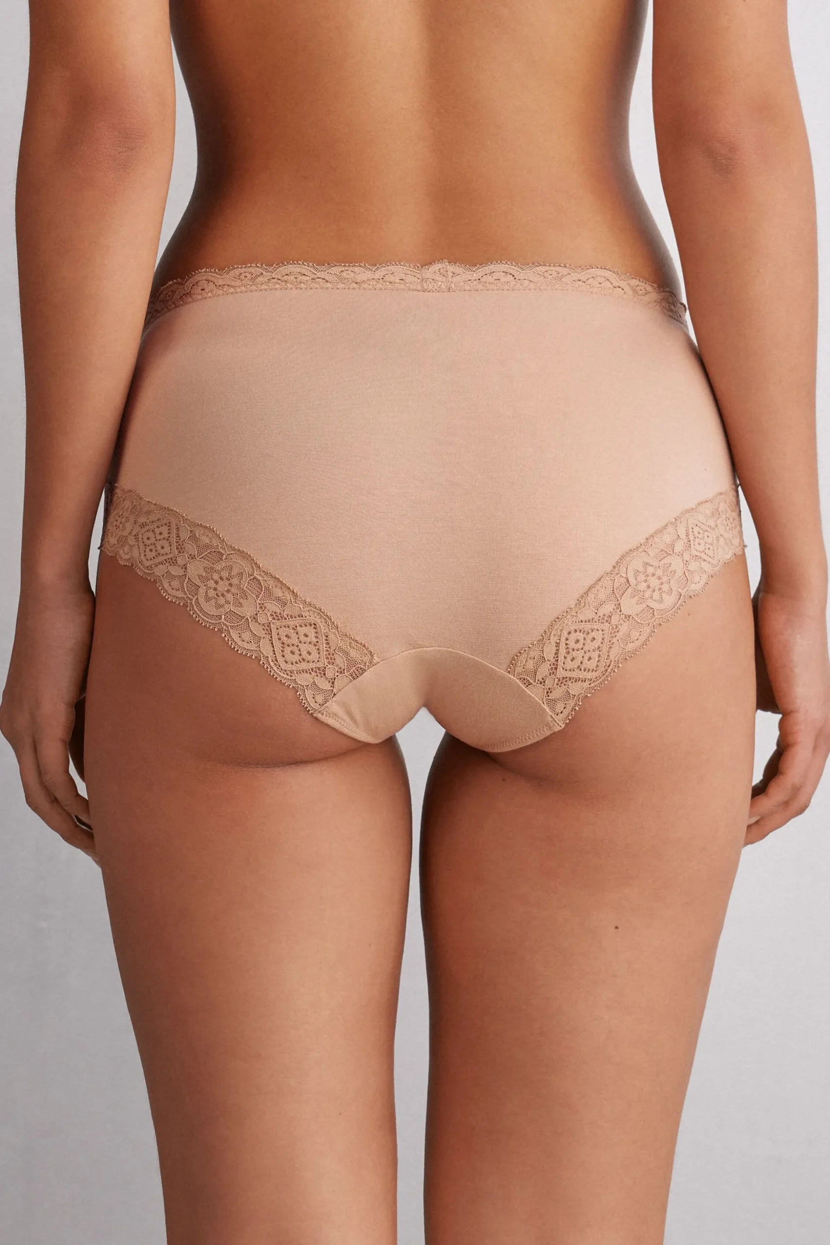 Slip Vita Semi-alta in Cotone e Pizzo