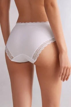 Slip Vita Semi-alta in Cotone e Pizzo