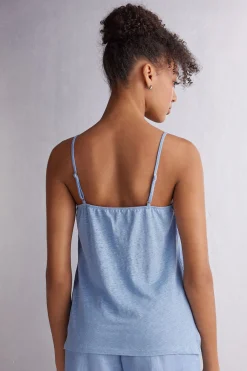 Top Scollo a V in Lino