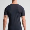 T-shirt in Microrete Taglio Vivo con Scollo a V