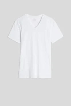 T-shirt Scollo a V in Cotone Superior Elasticizzato
